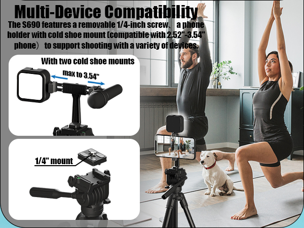 Camera tripod supporting multiple accessories