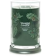 Yankee Candle Balsam &amp; Cedar Scented, Signature 20oz Large Tumbler 2-Wick Candle, Over 60 Hours o...