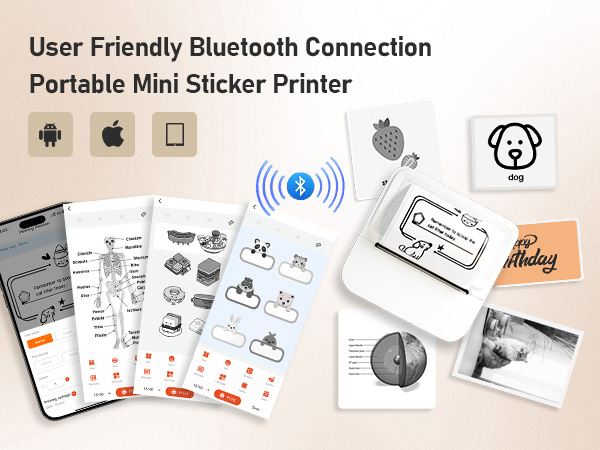 User Friendly Bluetooth Connection Portable Mini Sticker Printer
