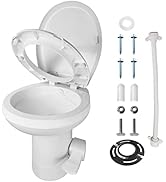 mupera RV Toilet Pedal Flush with Flang - Upgraded T-Type Water Outlets Gravity Flush Toilet(2023...