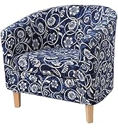 hyha 2 Pieces Printed Tub Chair Slipover with Cushion Cover, Removable Stretch Club Chair Cover f...