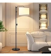 GyroVu Floor Lamp for Living Room, Adjustable Height Standing Lamps with 350° Rotate White Lampsh...