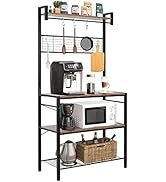 PayLessHere Kitchen Bakers Rack with Storage,4-Tier Microwave Stand Kitchen Storage Rack Kitchen ...