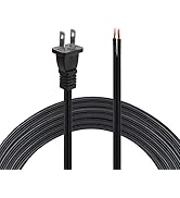 2 Prong Replacement Power Cord Pigtail,6.46Ft Cable 110V 115V 120V 300V for Appliance, NEMA 1-15P...