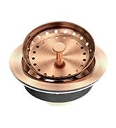 EXAKEY Kitchen Sink Drain Copper 3-1/2 Inch Stainless Steel Kitchen Drain Strainer Assembly Kit w...