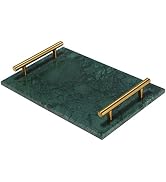 MAOPINER Marble Stone Decorative Tray Perfume Tray with Copper-Color Metal Handles Handmade Jewel...