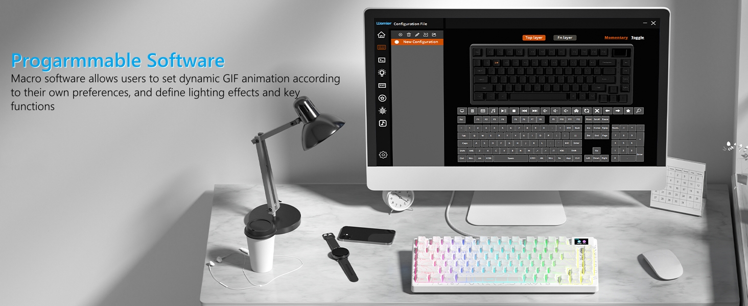 75% Percent Keyboard Mechanical Gaming Keyboard Topographic keycaps