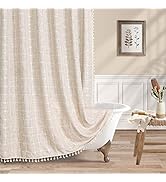 MitoVilla Boho Farmhouse Shower Curtain Set, Modern Cotton Linen Fabric Cloth Shower Curtains for...