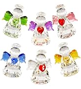 QFkris 6-Piece Crystal Guardian Angel Figurine Set, Handcrafted Glass Angel Ornaments Home Decor,...