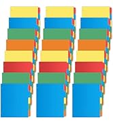V-Opitos 24 Set 5-tab Index Dividers with 3 Holes Punched, Plastic Multicolor Dividers for 3 Ring...