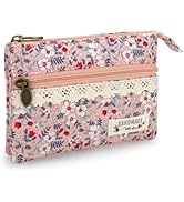 JINSI Mini Floral Coin Purse for Women, Small Cute Handmade Cotton Zip Wallet, Portable Vintage C...