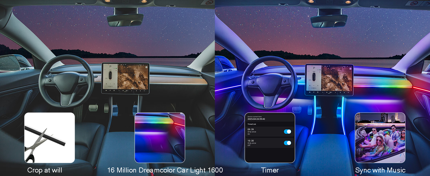 music sync rgb led strip for car
