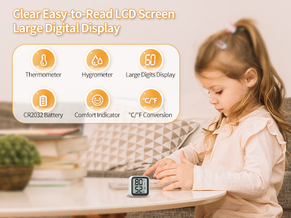 Clear Easy-to-Read LCD Screen Large Digital Display