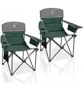 CAMPHILL Oversized Camping Chairs 2 Pack - Heavy Duty 400LBS Padded Lawn Chair with Cooler Bag,Cu...