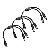 3-Pack 18AWG DC 5.5mm x 2.5mm 12V/24V DC Power Splitter Cable, 1 Female to 2 Male for CCTV Survei...
