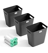 JOYMOOP Slim Trash Can 3-Pack, 2.9 Gallon Plastic Wastebasket for Bathroom, Bedroom, Office, Kitc...