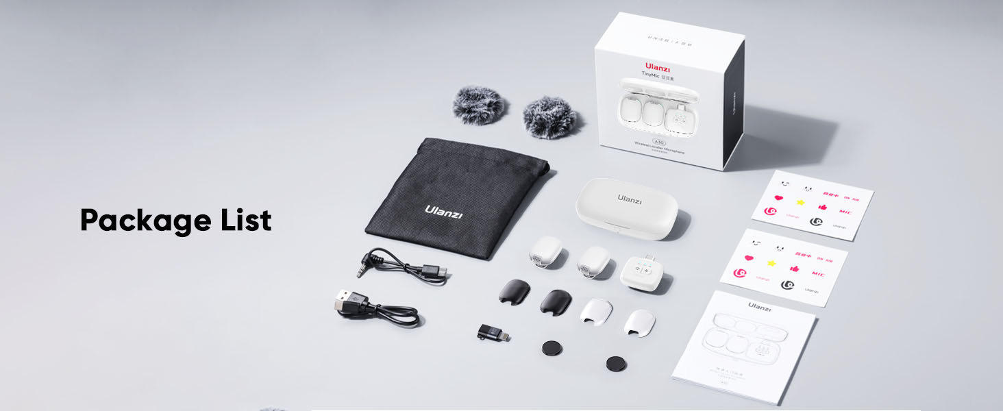 ULANZI A30 Tiny Mic Magnetic, Wireless Lavalier Microphone Mini Size, Noise Cancellation