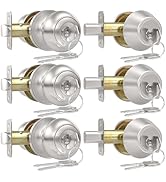 AEEKEL Exterior Door Knob with Lock and Key, 3 Pack Keyed Alike Entry Door Knob for Front Door Lo...