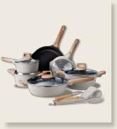 Country Kitchen Pots and Pans Set Nonstick, Cast Aluminum Kitchen Cookware Set with Utensils, 14 ...