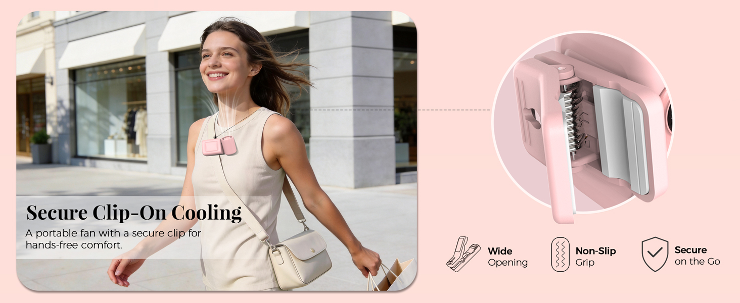 Secure Clip-On Cooling portable fan with a secure clip for hands-free comfort