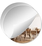 DARENYI 2Pcs 8" Round Wall Mirror Tile, Self Adhesive Non Glass Mirror Sticker Acrylic Mirror Dis...