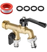 UTALIND 3/4 Inch Outlet Outdoor Garden Water Faucet with Double Taps, Wall Mounted Outside Spigot...