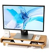 Homerays Monitor Stand with Drawer, Exquisite Computer Monitor Stand for Desk, Ergonomic Wood Mon...