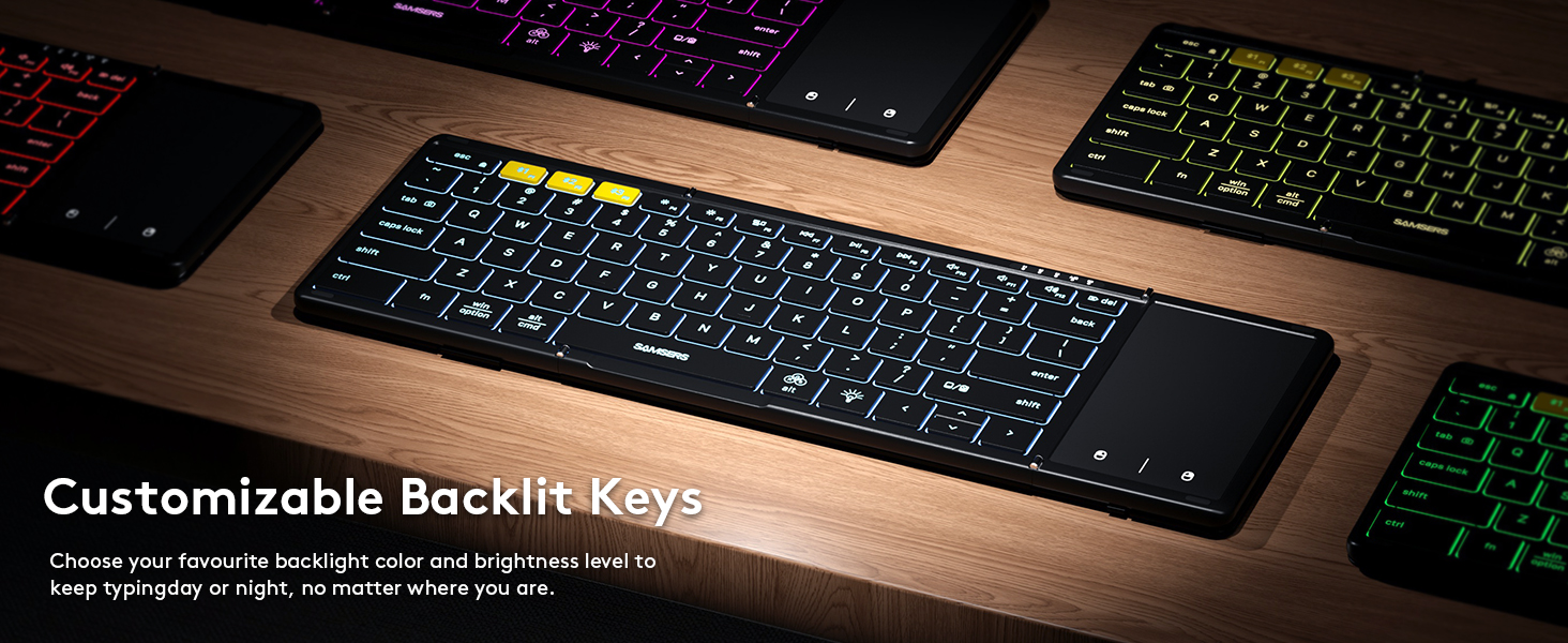 folding keyboard with blacklit