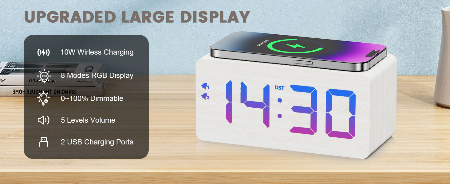 wireless charging clock