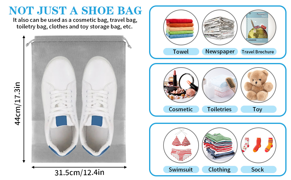 Shoe Bags for Travel 5 Pack Gray