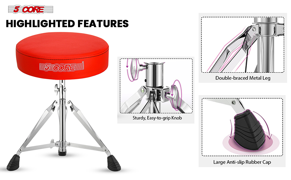 Black Drum Chair,Height Adjustable Heavy Duty Upgraded Drum Stool