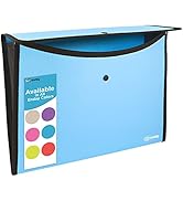 Square Flap Document Holder Blue, Expanding File Folder, A4 Letter Size Reusable Filling Envelope...