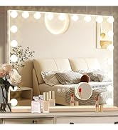 Ratsamee Hollywood Vanity Mirror with Lights, 21 Bulbs,3 Color Lights,Make Up Lighted Mirror, Alu...