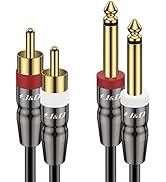 J&amp;D Dual 1/4 inch TS to Dual RCA Cable, Heavy Duty 1/4 Male to RCA Male Adapter Stereo Audio Inte...