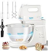 Stand Mixer Automatic Kitchen Electric Mixer - 4.8 QT Smart Auto-Rotating Bowl & Beater Standing ...