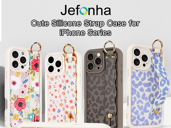 Jefonha for iPhone Series Case with Finger Hand Wrist Strap for Girls Women