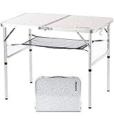 Folding Camping Table, 36''L x24''W Camp Aluminum Table with Adjustable Height Legs, Indoor Outdo...