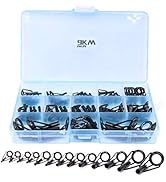 9KM DWLIFE Fishing Rod Tip Repair Black Stainless Steel Ceramic Ring Guide Replacement Kit Mixed ...