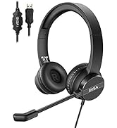 Headset with Microphone for PC Laptop, USB Wired Computer Headset with Volume &amp; Mic Mute Controls...