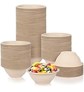 zandfelo 100 Pcs 8 oz Disposable Paper Bowls, Heavy-Duty Thick Natural Bagasse Bowls, Biodegradab...
