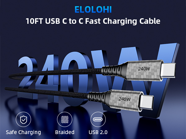 240W USB C to USB C Fast Charging Cable