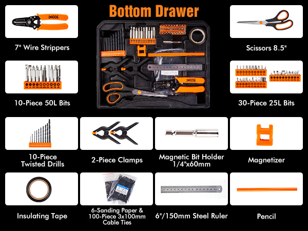 XOOL 368 Piece Home Repair Tool Kit with Drawer Toolbox