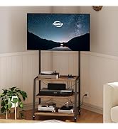 HOOBRO Rolling TV Stand with Mount and Power Outlet Up to 55 inch TV, Corner Entertainment Center...