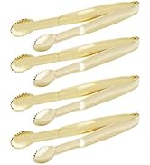 HINMAY Mini Serving Tongs 5 Inches Appetizer Tongs, Set of 4 (Gold)