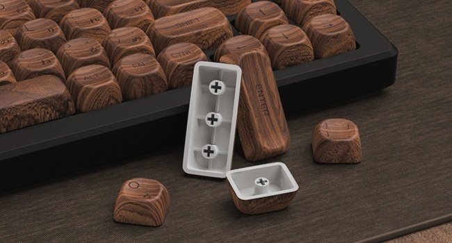 Womier PBT Keycaps - MOA Keycaps 75 Percent, Wood Dye-Sublimation Custom Keyboard Key Cap