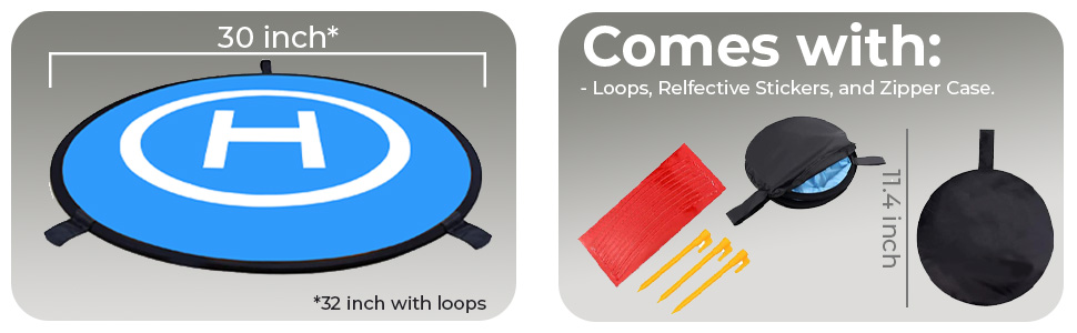 dimensions, bundle includes, case, stakes, reflective sticker