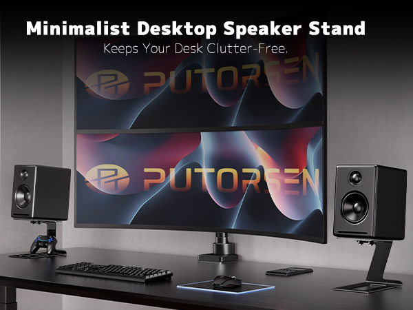 Minimalist Desktop Speaker Stand Keeps Your Desk Clutter-Free
