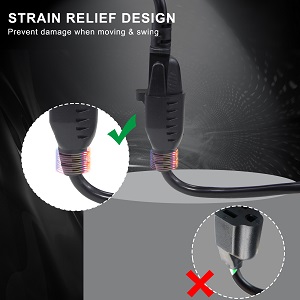 ] 6inch Short Power Extension Cord - Black 3 Prong Mini Indoor Grounded Extension Cord