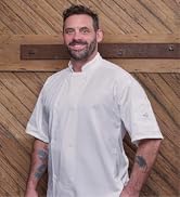 Mercer Culinary Millennia Air Short Sleeve Men&amp;#39;s Cook Jack with Full Mesh Back, Large, Black