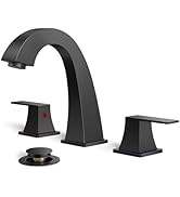 FORIOUS Bathroom Sink Faucet 3 Hole, Matte Black Bathroom Faucets for Vanity with Pop-up Drain an...